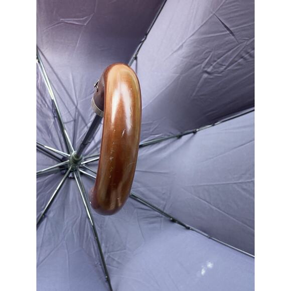 Vintage Yves St Laurent Opium for Men Push Button Umbrella with Wooden J Handle - Picture 5 of 16